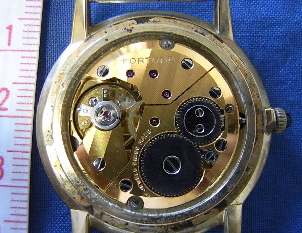 動作品 ジャンク プゾー 7001 FORTUNE geneve ジュネーブ 手巻き ゴールド メンズ腕時計 swiss madeの画像1