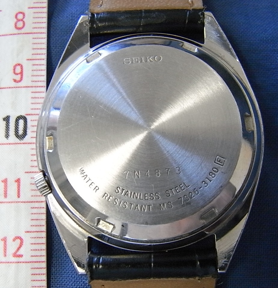 動作品 ジャンク SEIKO 5 AUTOMATIC / 7S26-3180 セイコー 黒色文字盤 アラビア デイデイト 自動巻き メンズ 腕時計 逆輸入の画像6