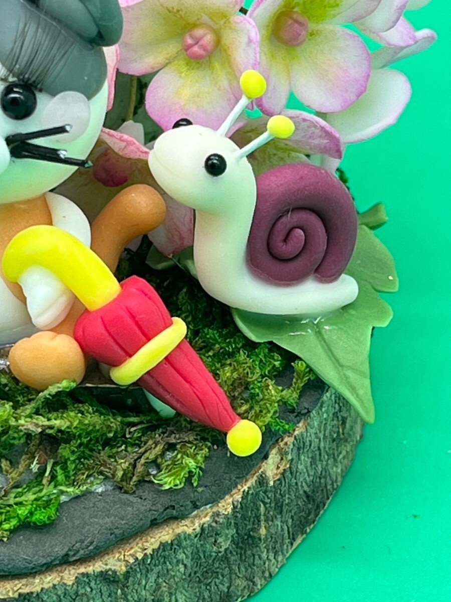 樹脂粘土　ハンドメイド〜紫陽花　ネコ　カエル　かたつむり　レジン_画像8