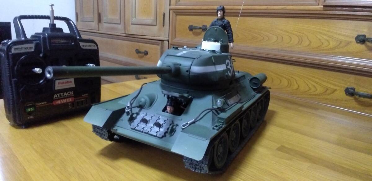 #1/16RCsobieto middle tank T34-85 Tamiya mechanism installing * full ope final product, Propo attaching!!