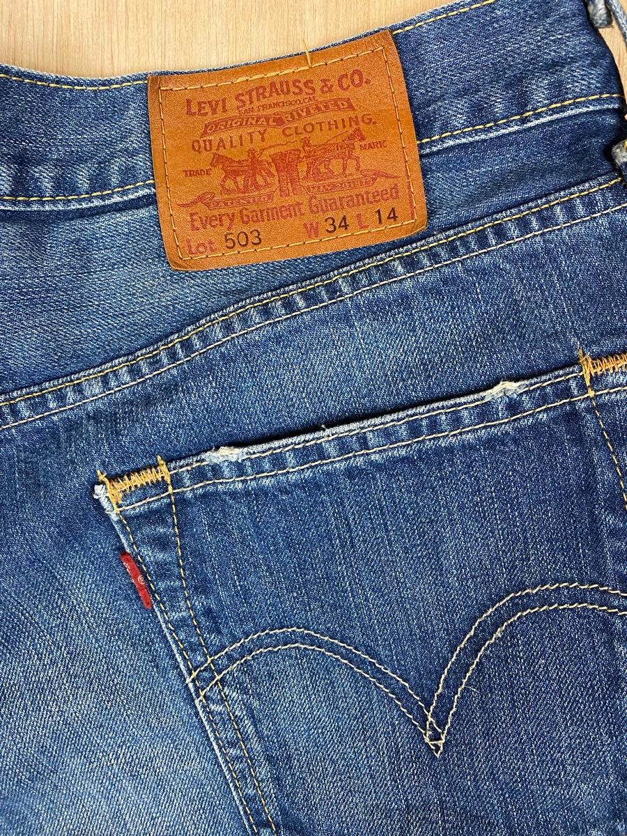 古着　LEVI'S 503 ショートデニムジーンズ　34インチ メンズ リーバイス　ハーフパンツ