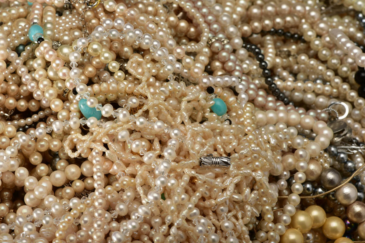真珠アクセサリー 貝パール・淡水パール・アコヤ真珠・イミテーションパール・ネックレス・ブローチ・まとめ売り約9.5kg/M110302の画像2