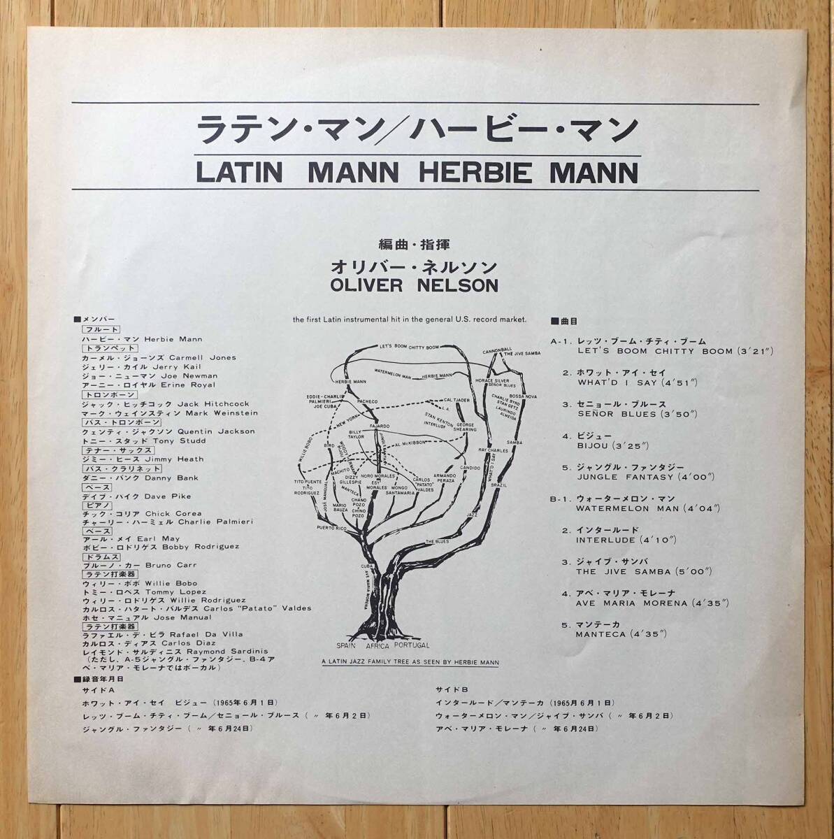 Herbie Mann（ハービー・マン）LP「Latin Mann(Afro To Bossa To Blues)」国内盤 帯無し 解説付き 23AP 672 1977年発売 編曲Oliver Nelson_画像6