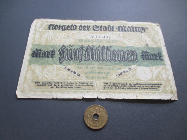  сверху товар + Германия район банкноты мой ntsu город ( World Heritage ) 1923 год 500 десять тысяч марок 