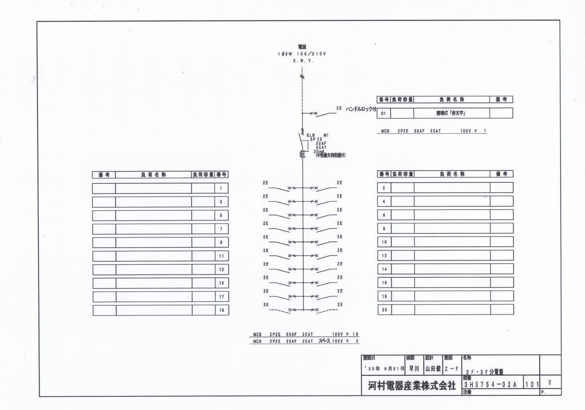 未使用 埋込用分電盤 河村電器 50A 【送料無料】カワムラ 受注制作品 _画像7