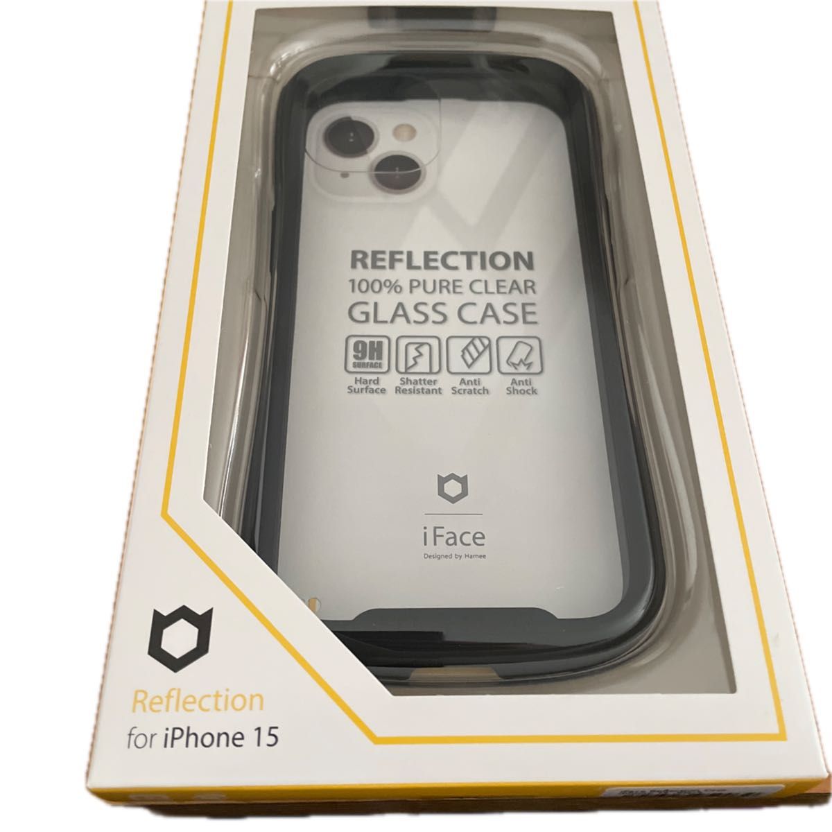 iPhone 15 iFace Reflection 強化ガラスクリア スマホケース 41-959039（ブラック）