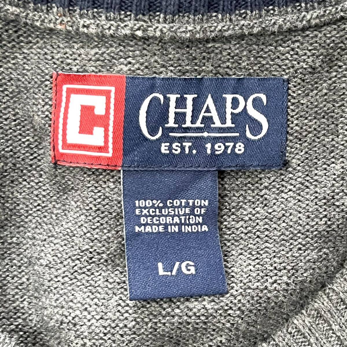 【CHAPS】チャップス ニット ベスト Vネック シンプル 定番 着回し 紳士 ゴルフ テニス 日常 お出かけ グレー メンズ サイズL/Y9424NN_画像7