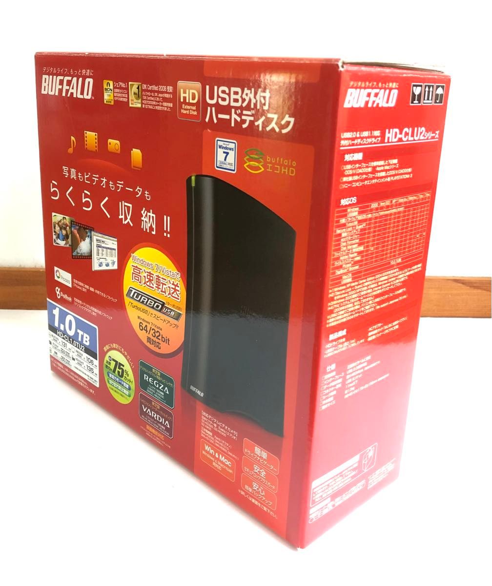 BUFFALO USB外付ハードディスク　　HD-CL1.0TU2  HD-CLU2シリーズ 1TB ブラック