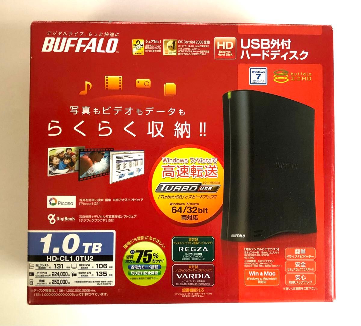 BUFFALO USB外付ハードディスク　　HD-CL1.0TU2  HD-CLU2シリーズ 1TB ブラック