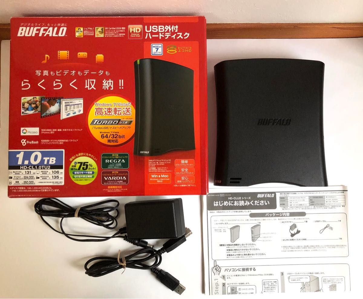 BUFFALO USB外付ハードディスク　　HD-CL1.0TU2  HD-CLU2シリーズ 1TB ブラック