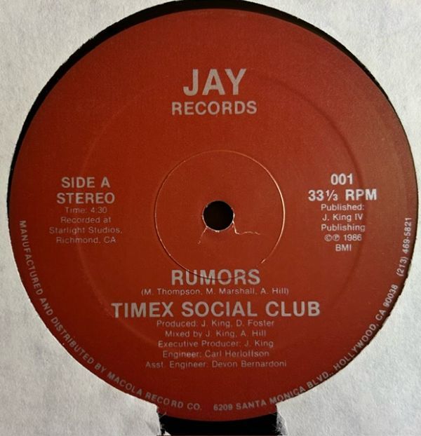 【12 inch】Times Social club/Rumors【240410】1986/shrink/Electronic/Funk / Soul_画像3