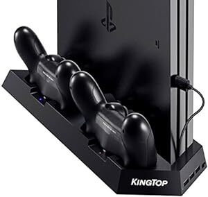 KINGTOP PS4用 放熱ファン付きスタンド コントローラー充電可能USBポート 3つ付き プレイステーション4全シリーズ対応_画像1