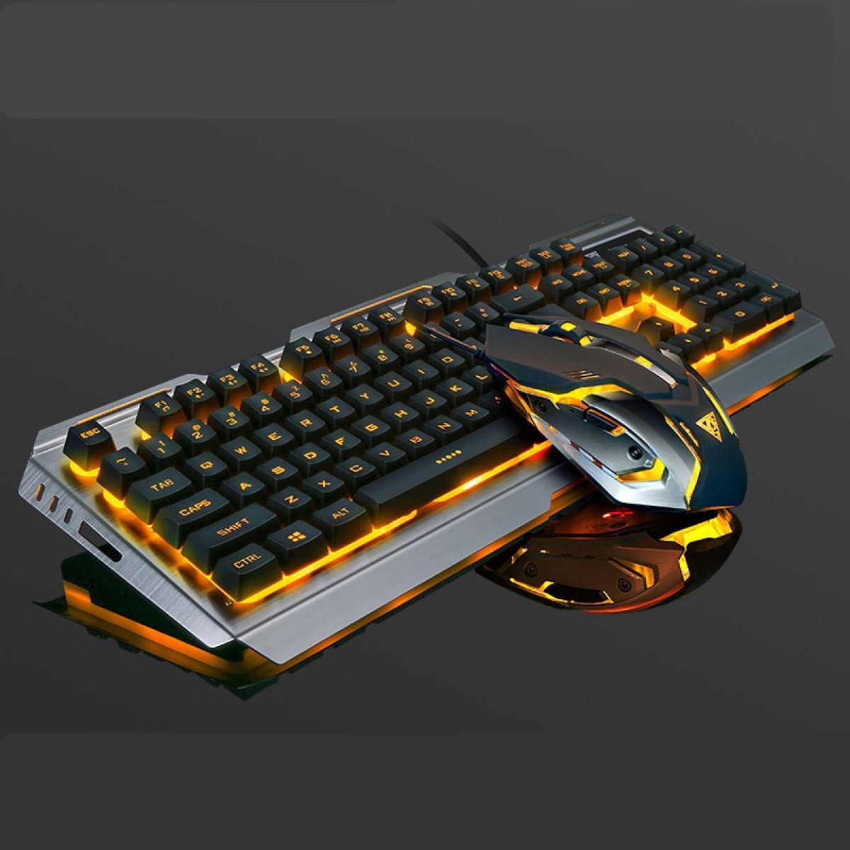 ゲーミング キーボード マウス セット バックライト付き ブラック × オレンジ ゲーミングキーボード