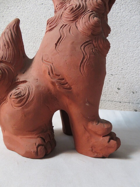 森N⑤14 素焼き シーサー こま犬 ペア 高さ約23cm 沖縄土産 シーサー 置物 玄関 魔除け の画像4