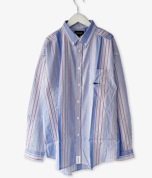 新品未使用 定価25,300円 Size 2 DESCENDANT HYANNIS MULTI STRIPE B.D. LS SHIRT マルチストライプシャツ 212BRDS-SHM02 BLUE 正規店購入 _画像1