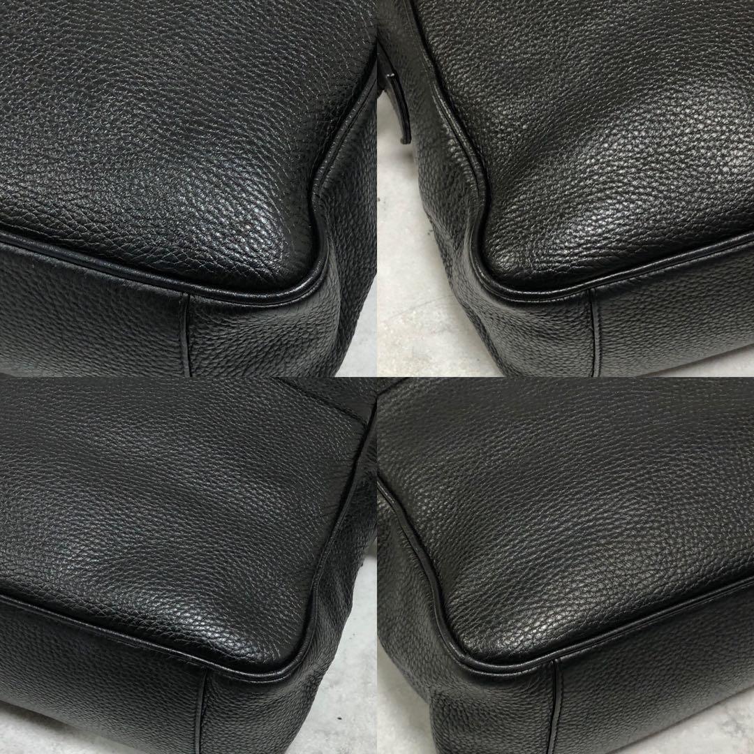 1 jpy [ ultimate beautiful goods ]BURBERRY Burberry leather original leather shoulder bag body bag diagonal .. black black A4 correspondence high capacity business men's 