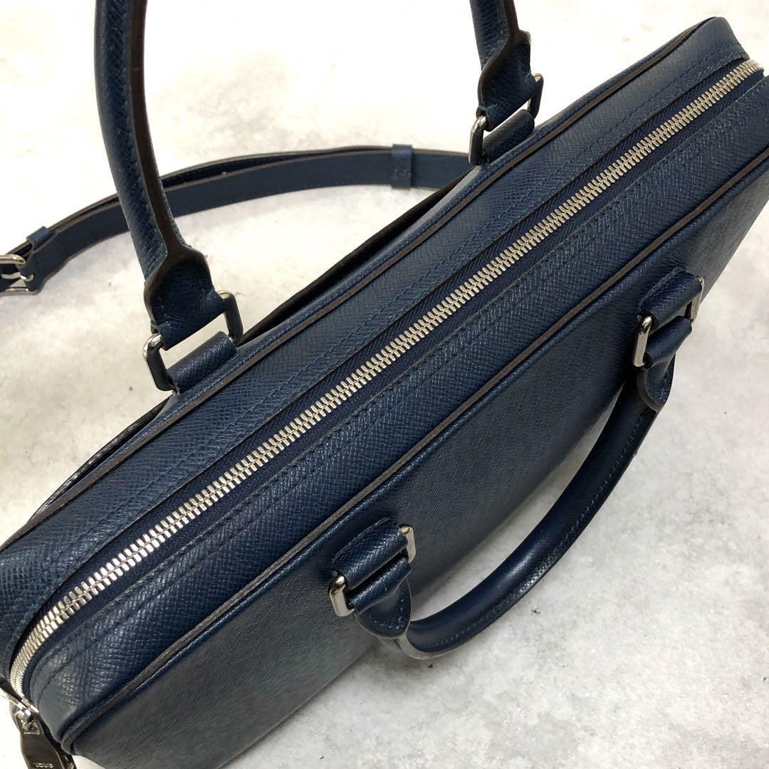 1円 極美品 LOUIS VUITTON ルイヴィトン PDB 2way ブリーフケース ポルトドキュマン ビジネスバッグ オセアンブルー 青 メンズ 保存袋_画像8