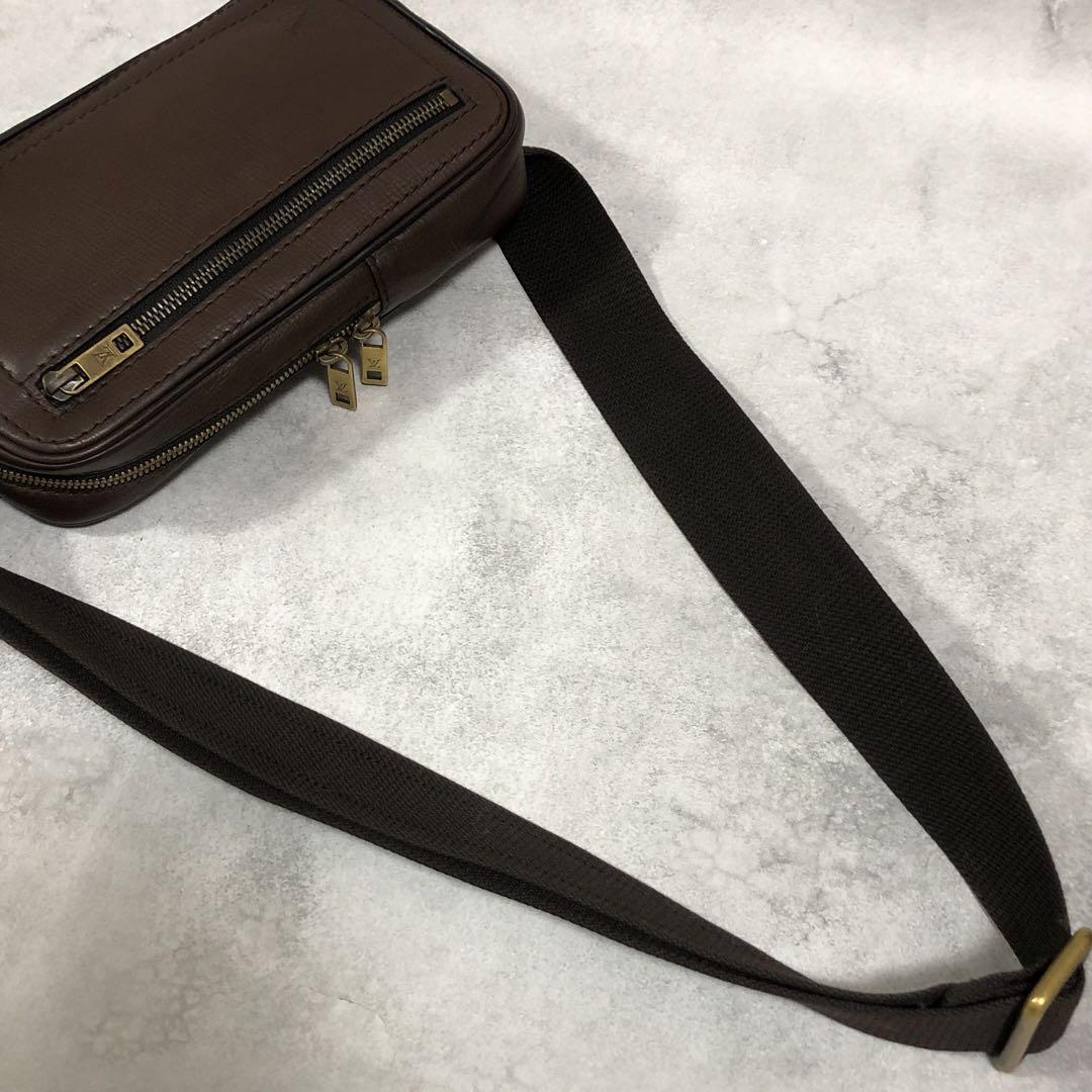 1円 極美品 LOUIS VUITTON ルイヴィトン ユタ スィウ ボディバッグ ショルダーバッグ 斜めがけ レザー カフェ ブラウン M92535 メンズ 金具_画像7