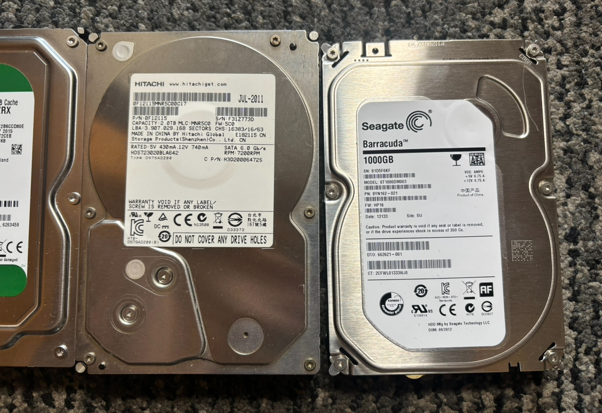 HDD 1T 2T etc. WD HITACHI SEAGATE various together 