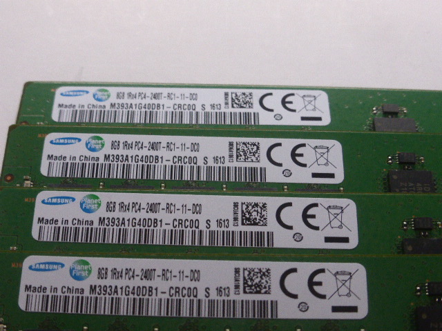 メモリ サーバーパソコン用 Samsung DDR4-2400 (PC4-19200) ECC Registered 8GBx4枚 合計32GB 起動確認済です M393A1G40DB1-CRC0Qの画像2
