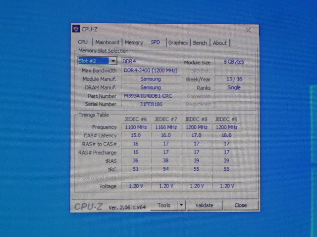 メモリ サーバーパソコン用 Samsung DDR4-2400 (PC4-19200) ECC Registered 8GBx4枚 合計32GB 起動確認済です M393A1G40DB1-CRC0Qの画像6