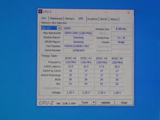 メモリ サーバーパソコン用 Samsung DDR4-2400 (PC4-19200) ECC Registered 8GBx4枚 合計32GB 起動確認済です M393A1G40DB1-CRC0Qの画像7