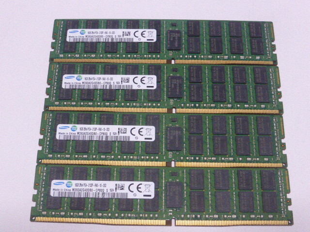 メモリ サーバーパソコン用 Samsung DDR4-2133 (PC4-17000) ECC Registered 16GBx4枚 合計64GB 起動確認済です M393A2G40DB0-CPB0Q②の画像1