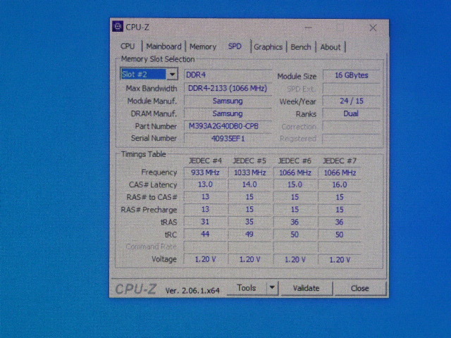 メモリ サーバーパソコン用 Samsung DDR4-2133 (PC4-17000) ECC Registered 16GBx4枚 合計64GB 起動確認済です M393A2G40DB0-CPB0Q③の画像6