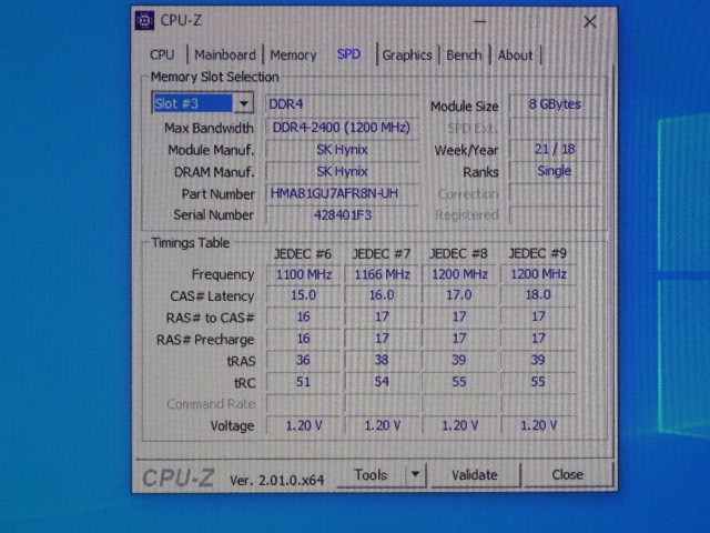 メモリ デスクトップパソコン用 SK hynix DDR4-2400 PC4-19200 ECC Unbuffered 8GBx4枚 合計32GB 起動確認済です HMA81GU7AFR8N-UH①の画像7