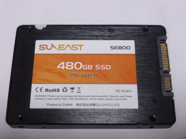 SUNEAST SE800 SSD SATA 2.5inch 480GB 電源投入回数3121回 使用時間5348時間 正常96%判定 本体のみ 中古品ですの画像1