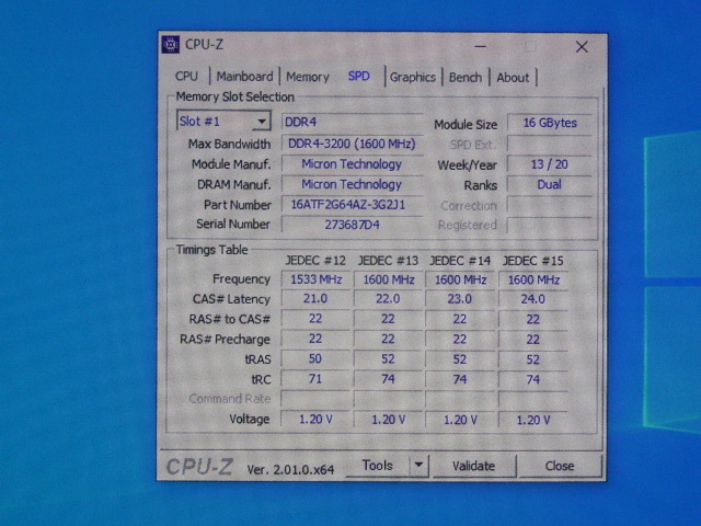 メモリ デスクトップパソコン用 Micron DDR4-3200 PC4-25600 16GBx2枚 合計32GB 起動確認済みです_画像5