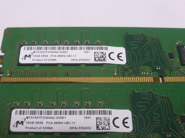 メモリ デスクトップパソコン用 Micron DDR4-2666 PC4-21300 16GBx2枚 合計32GB 起動確認済みです①_画像2