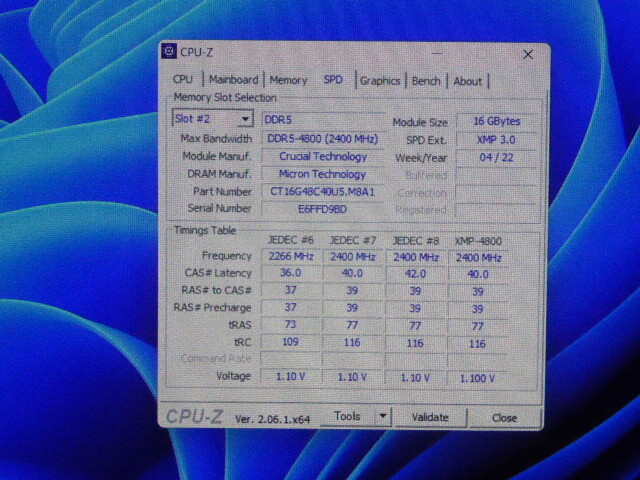 メモリ デスクトップパソコン用 Crucial DDR5-4800 PC5-38400 16GBx2枚 合計32GB 起動確認済みです_画像5