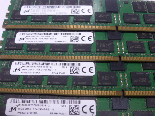 メモリ サーバーパソコン用 Micron DDR4-2400 (PC4-19200) ECC Registered 16GBx4枚 合計64GB 起動確認済です MTA36ASF2G72PZ-2G3B1QI_画像2