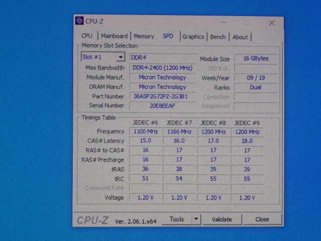 メモリ サーバーパソコン用 Micron DDR4-2400 (PC4-19200) ECC Registered 16GBx4枚 合計64GB 起動確認済です MTA36ASF2G72PZ-2G3B1QI_画像5