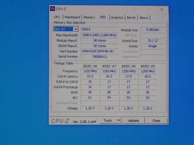 メモリ サーバーパソコン用 SK hynix DDR4-2400 (PC4-19200) ECC Registered 8GBx4枚 合計32GB 起動確認済です HMA41GR7AFR4N-UH①_画像6