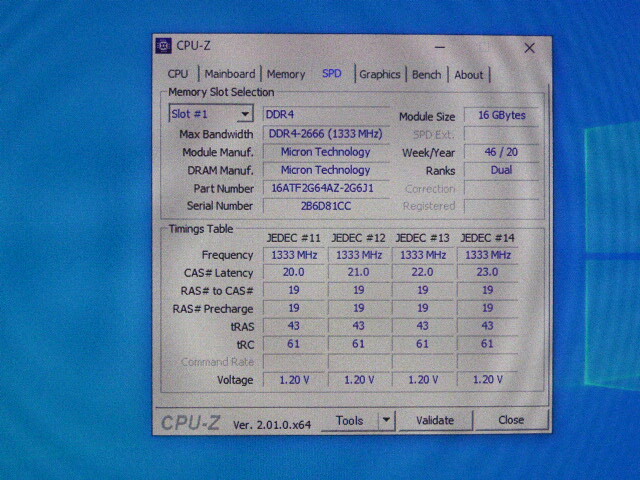 メモリ デスクトップパソコン用 Crucial DDR4-2666 PC4-21300 16GBx2枚 合計32GB 起動確認済みです _画像5