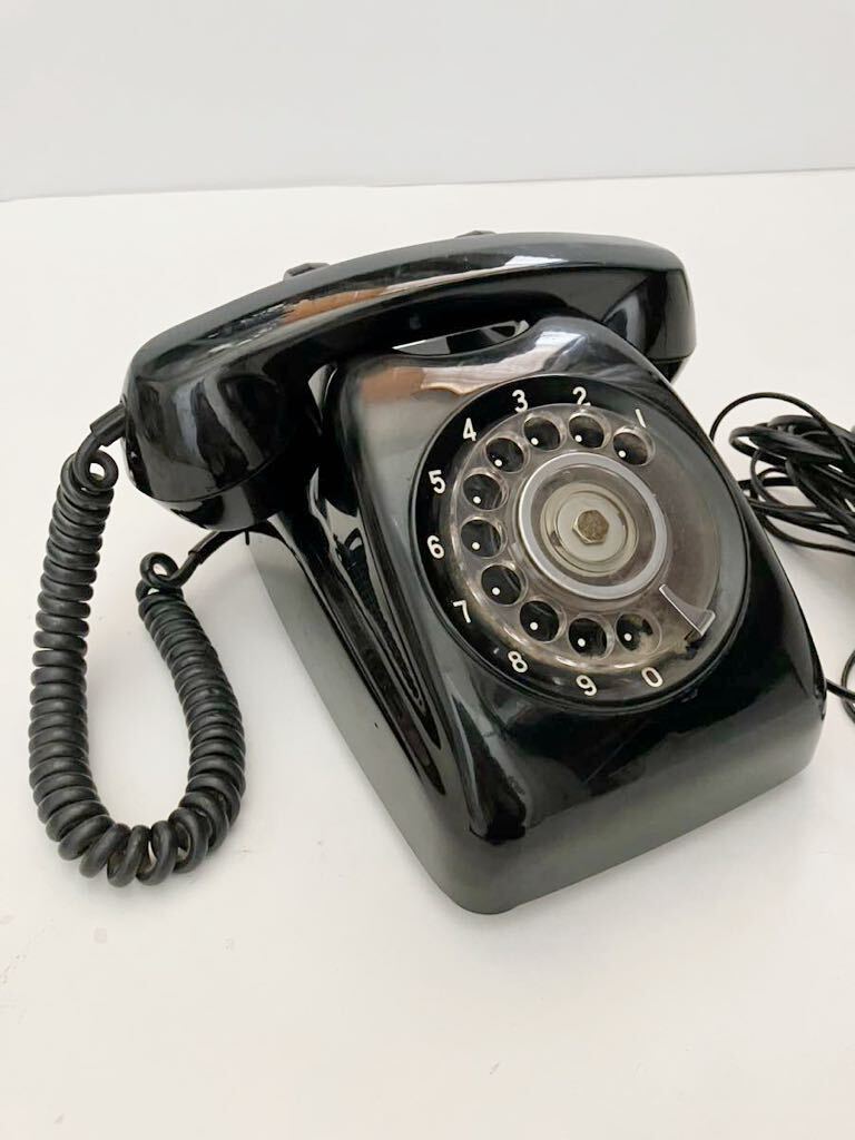  black telephone Showa Retro telephone machine dial type Showa era consumer electronics antique 