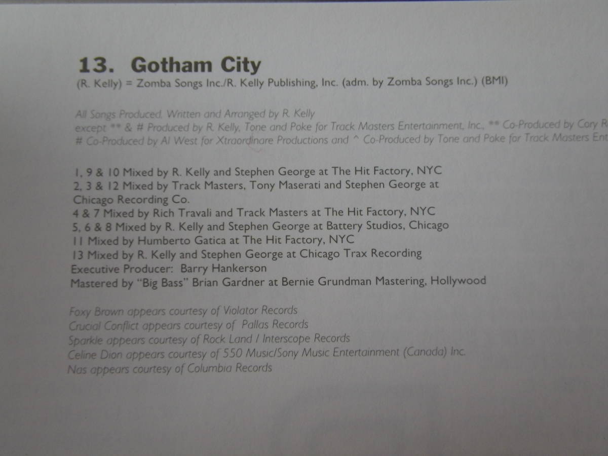 CD2枚組 R. Kelly アール ケリー R. 音楽アルバム Gotham City 30曲 美品 1998年盤_画像7