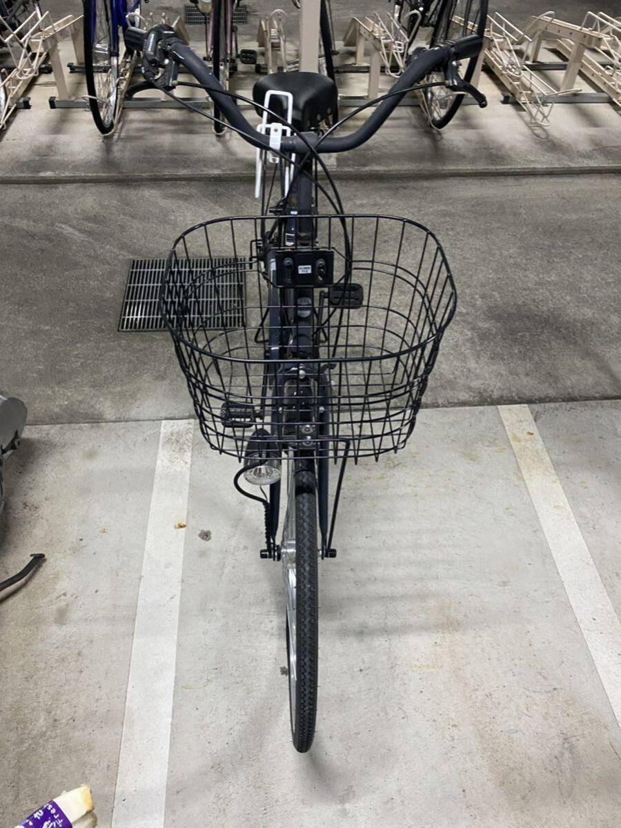 【直接引き取りのみ】自転車　ママチャリ　6速　27インチ　グレー　LEDオートライト　鍵有り　ジャンク_画像1