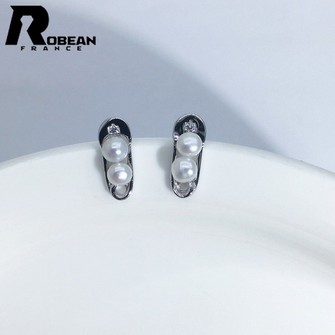 綺麗 EU製 定価5万円★ROBEAN・淡水真珠・ピアス★天然パール パワーストーン s925 アコヤ真珠 本真珠 綺麗 オシャレ 3.5-4mm E30044355_画像1