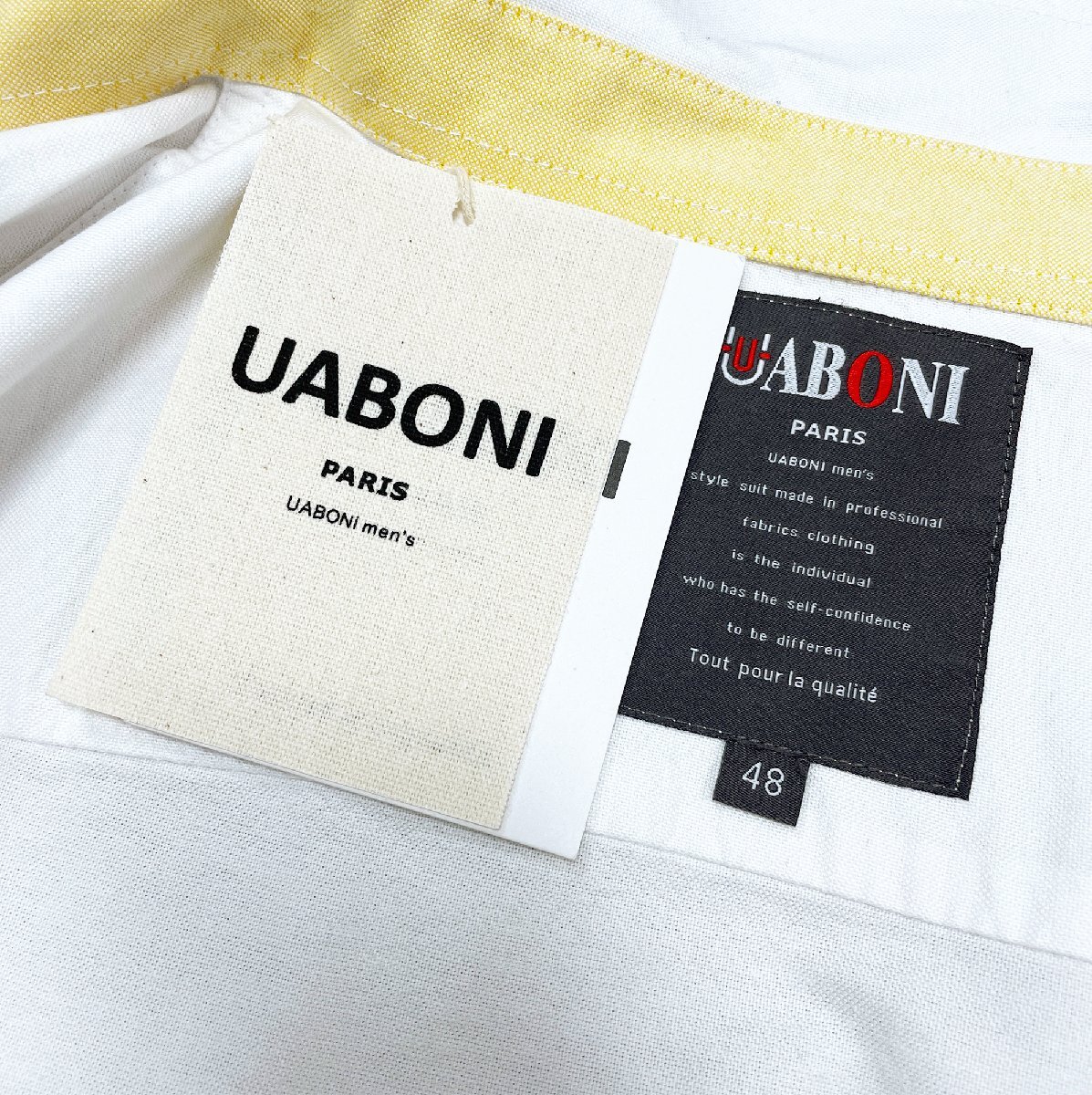 高級EU製＆定価4万◆UABONI*Paris*長袖シャツ*ユアボニ*パリ発◆上品 薄手 洗練 ボタンダウン 無地 カジュアル シンプル オシャレ 春夏 M_画像9