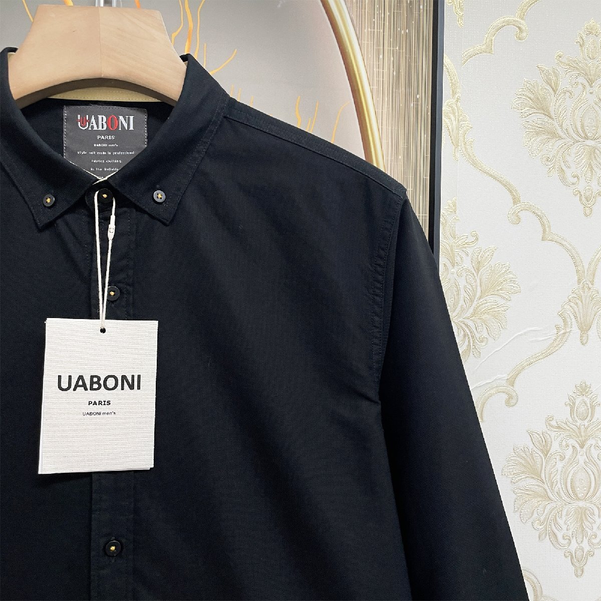 上級EU製＆定価4万◆UABONI*Paris*長袖シャツ*ユアボニ*パリ発◆上品 薄手 洗練 ボタンダウン 無地 カジュアル シンプル オシャレ 春夏 48_画像7