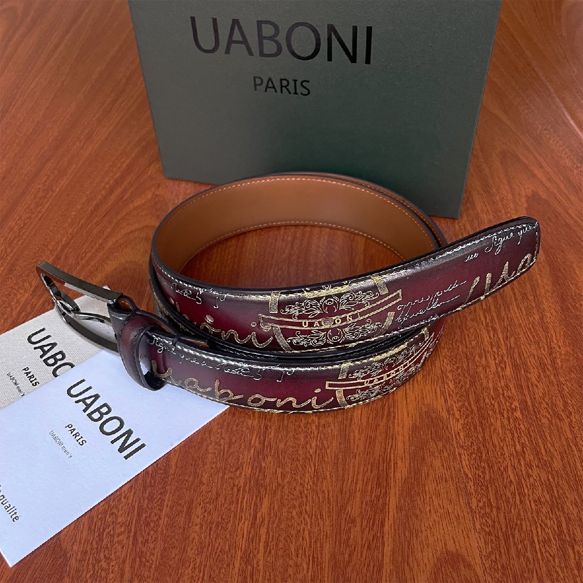  high class goods EU made regular price 9 ten thousand *UABONI*yuaboni* illusion. pa tea n* belt * hand . Golden adjustment possibility original leather suit business gentleman for men's 