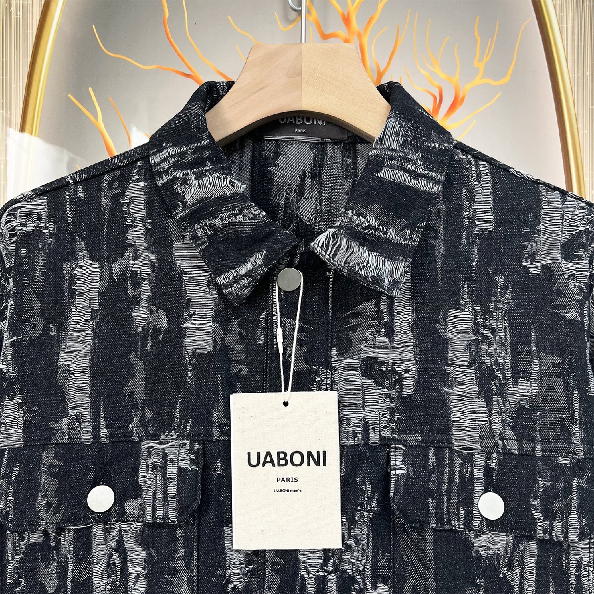 個性EU製＆定価6万◆UABONI*Paris*デニムジャケット*ユアボニ*パリ発◆快適 通気 ダメージ加工 ヴィンテージ アウター ストリート 2XL_画像4