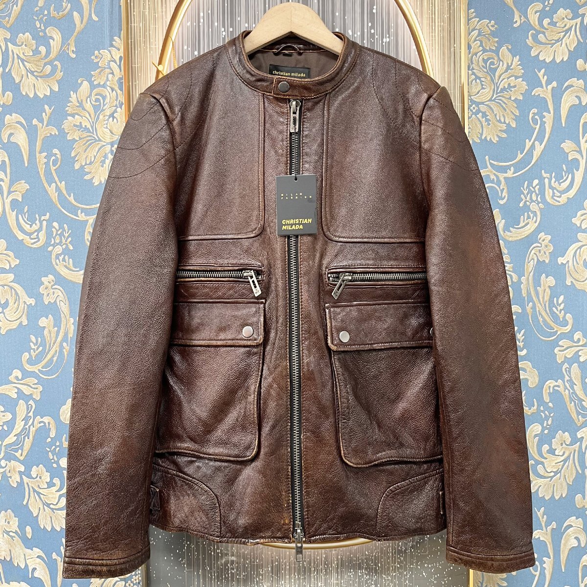  one sheets limitation regular price 15 ten thousand *christian milada* milano departure * leather jacket * high class cow leather piece . Rider's leather jacket original leather bike coat outer L/48