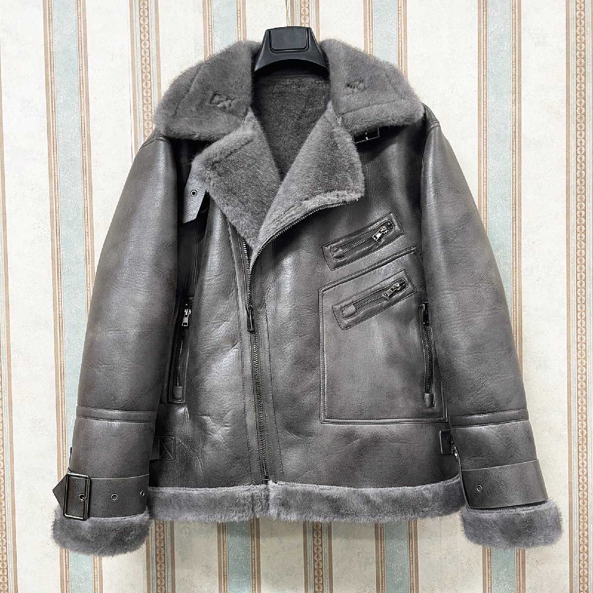  top class regular price 15 ten thousand FRANKLIN MUSK* America * New York departure leather jacket boma- high class sheepskin original leather -ply thickness protection against cold Rider's bike size 2