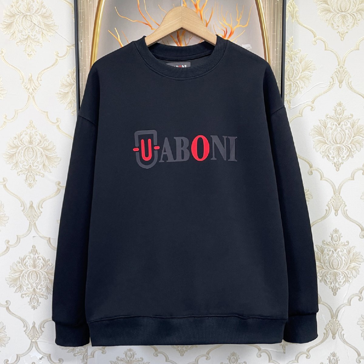 人気EU製＆定価4万◆UABONI*Paris*トレーナー*ユアボニ*パリ発◆エジプト綿 ソフト 通気 快適 スウェット ロゴ おしゃれ 男女兼用 M/46_画像1