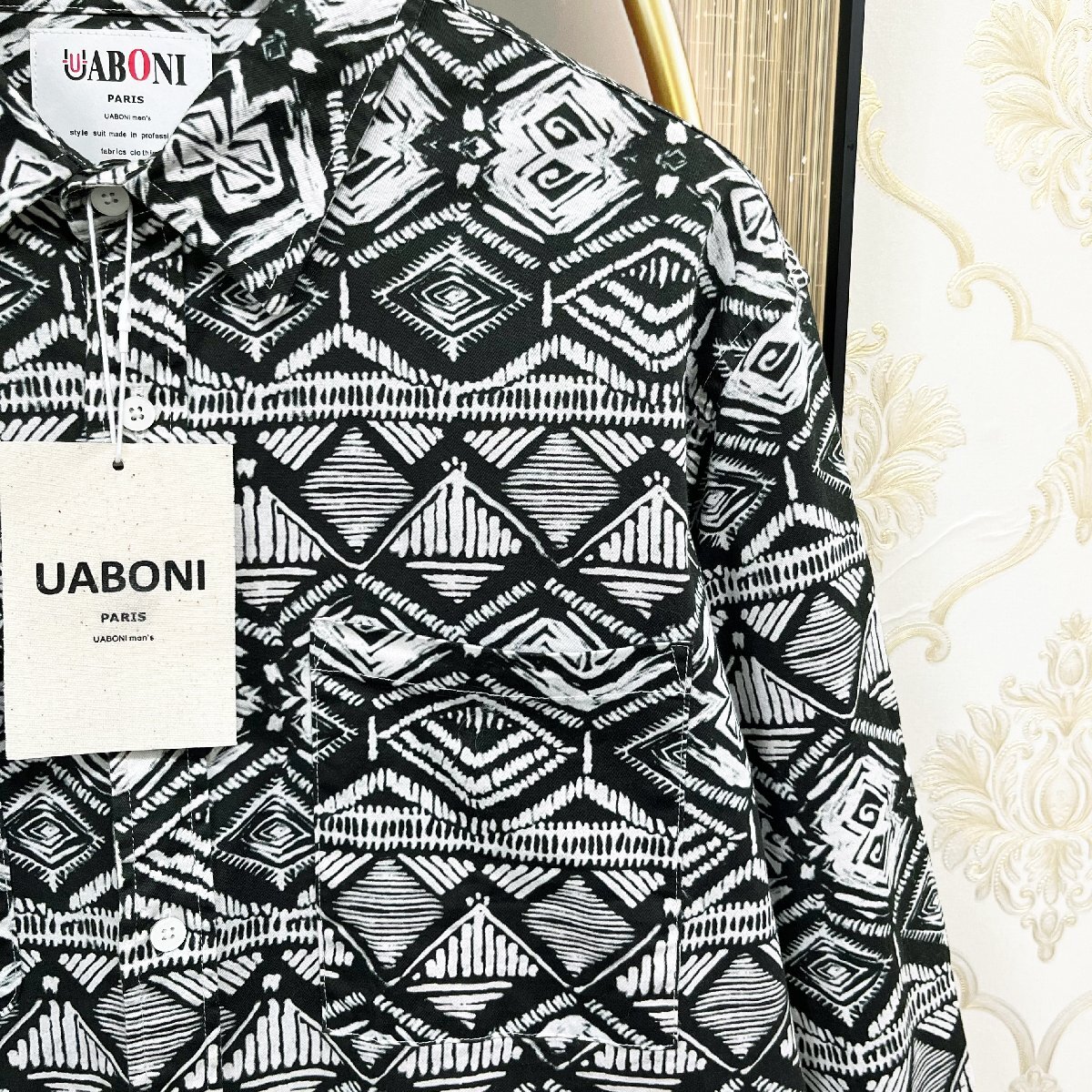 最高級EU製＆定価4万◆UABONI*Paris*長袖シャツ*ユアボニ*パリ発◆個性 薄手 吸汗速乾 総柄 ストリート アメカジ ライトアウター XL/50_画像6