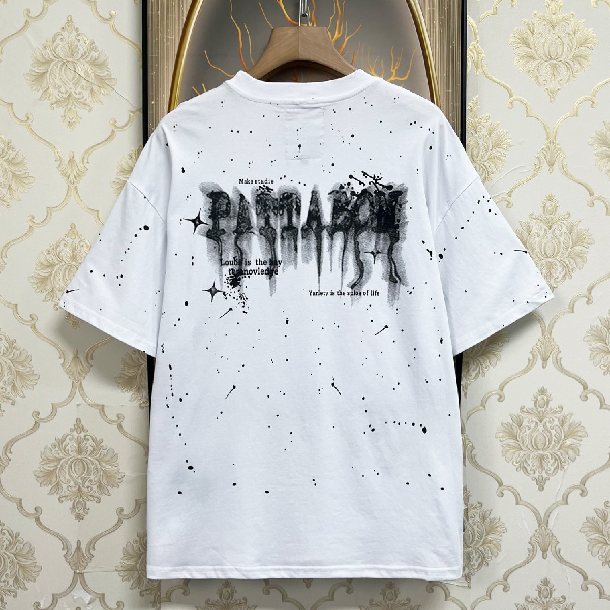 人気EU製＆定価2万◆UABONI*Paris*半袖Tシャツ*ユアボニ*パリ発◆個性 快適 ソフト チェーン付き ゴス スウェット ストリート 男女兼用 L_画像2